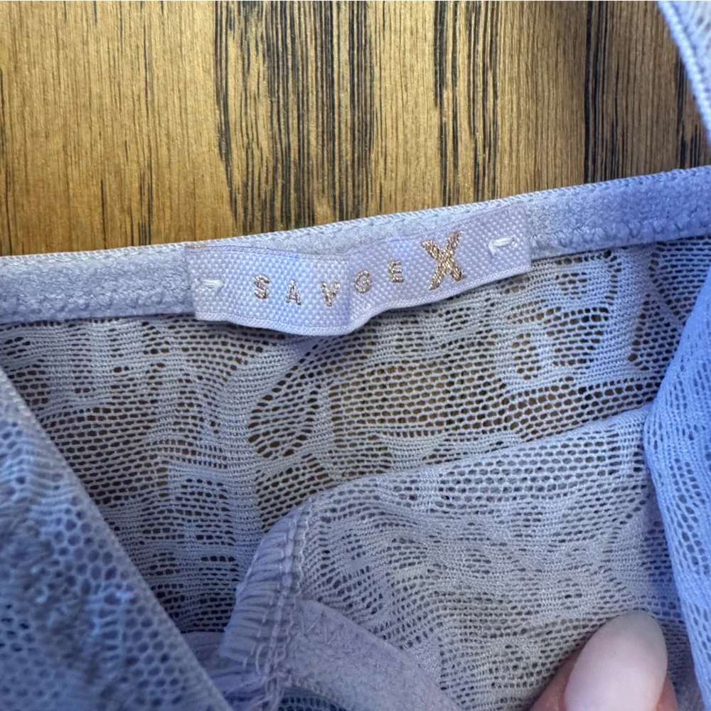Savage X Signature Script Slip Lace Nightie in‎ Lavender Lingerie